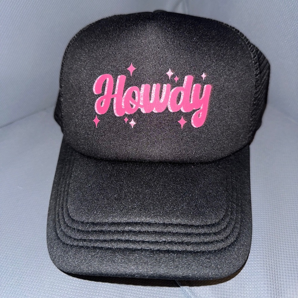 Cute “HOWDY” Black & Pink Trucker Hat